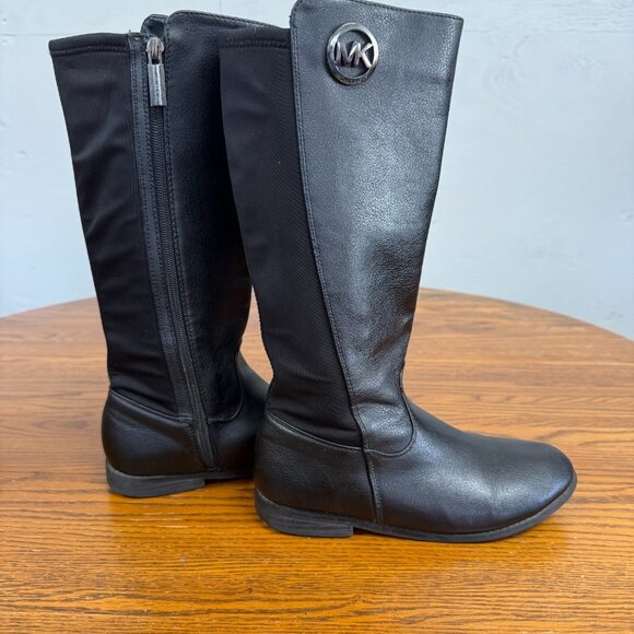 Michael Kors Emma Lily Side Zipper Black Boots Girls Size 4 - Picture 6 of 12